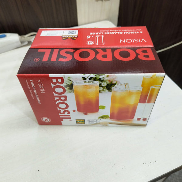 AM5168 Borosil Vision Large Glass Set (Transparent, 350ml)-Set of 6