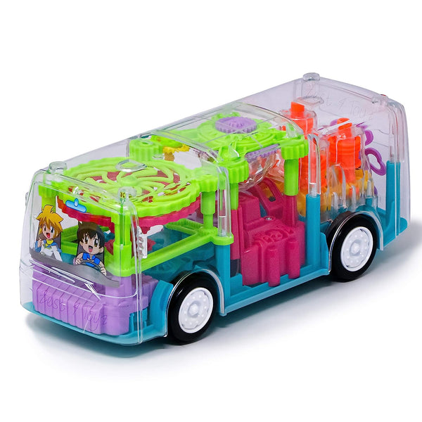 AM0133 3D Light & Musical Sound Gear Bus with 360 Degree Rotating Battery Operated Toys