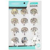 AM2169 Best Hook Elephant Shape 12Pcs Steel Silver Hooks for Wall Hanging, Kitchen, Bathroom