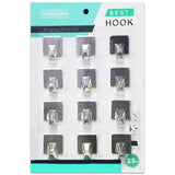 AM2168 Best Statinless Steel Hook Square 12Pcs Steel Silver Hooks for Wall Hanging, Kitchen, Bathroom