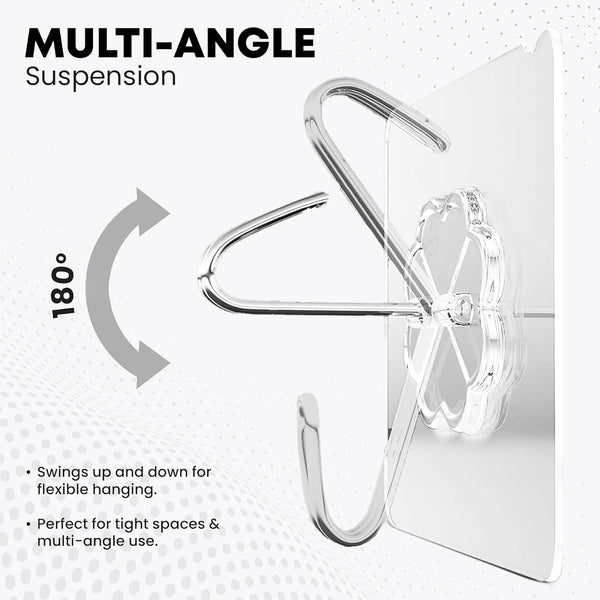 AM6702 Multipurpose Strong Small Stainless Steel Adhesive Wall Hooks 5pcs