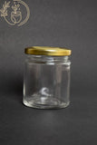 AM2999 Piramal Jar Round Glass Jar with Airtight Metal Lid, 190 ml, Gold Lid 1 Pcs