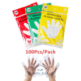 AM2143 Disposable Plastic Gloves 100Pcs Disposable Plastic Transparent Hand Gloves for Kitchen, Restaurant, Cooking, House Cleaning, Hair Coloring, Food Serving Polypropylene