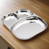 AM6014 Madhuram Stainless Steel Smiley Shape 3 Compartment Dinner Plate
