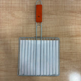 A07046 Stainless Steel Barbecue Roaster Basket Net with Wooden Handle (9 x 8 Inch)
