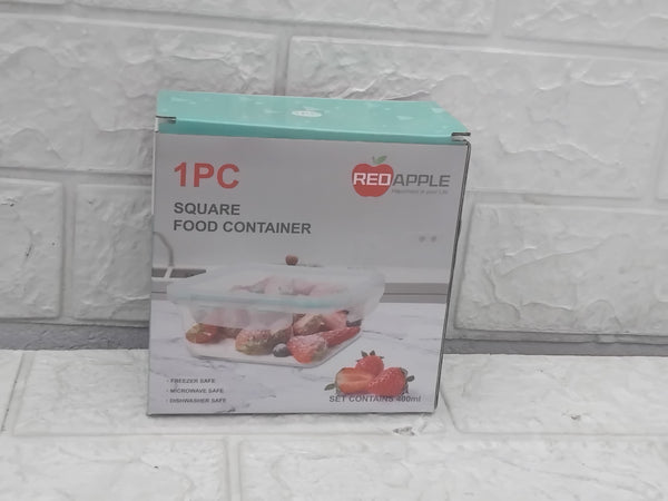 AM3759 Red Apple Square 400ml Food Container Set of 1 Pcs (RA4001)