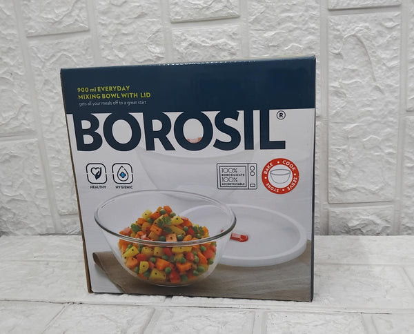 AM3686 Borosil Serving & Mixing Glass Bowl with Lid 900ml (IH22MB009PL)