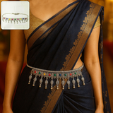Di0046 Oxidized Silver Dangler Kamarbandh with Colorful Beads and Cowrie Shells (Multidesign)
