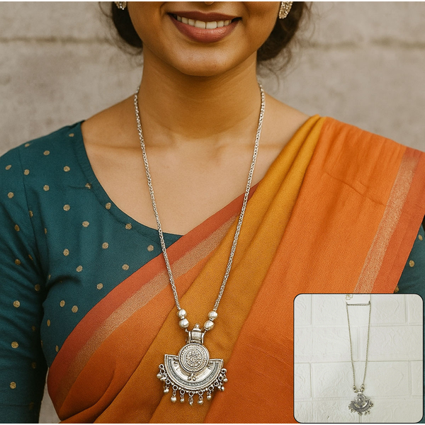 Di0044 Oxidized Silver-Plated Tribal/Bohemian Necklace
