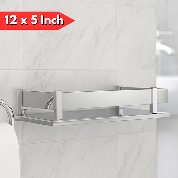 AM6058 Stainless Steel Bathroom Shelf (12x5 Inch) - Wall-Mounted Bath Accessories Holder