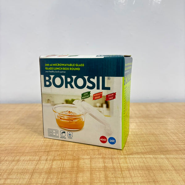 AM3701 Borosil Round 240ml Glass Food Storage Container 1 Pcs
