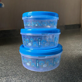 3771 Food Saver 3PCs Round Printed Plastic Container Set