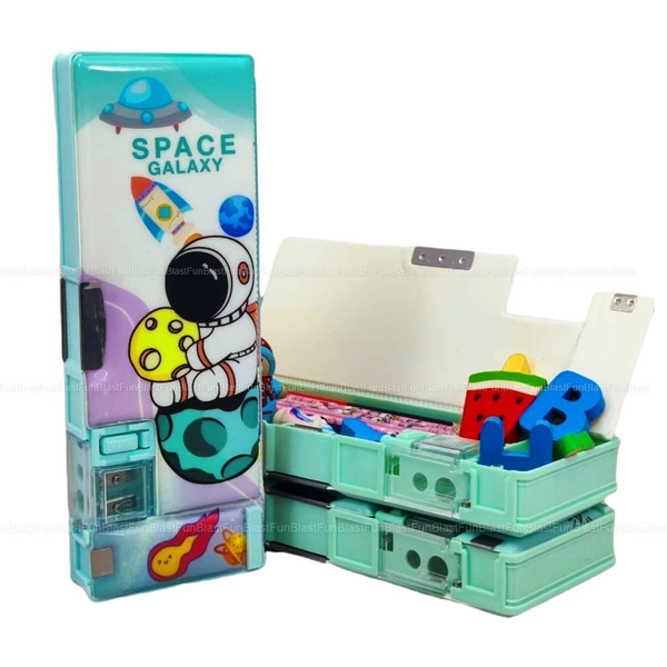 AM0454 Magnetic Pencil Case with Sharpener – Space Themed Luxury Pencil Box for Kids, Pencil Case – Stationary Organizer Pencil Box for Kids, Birthday Return Gift for Kids