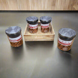 AM5171 Borosil Classic Jars With Wooden Tray - 4Pcs (600 ml Each)