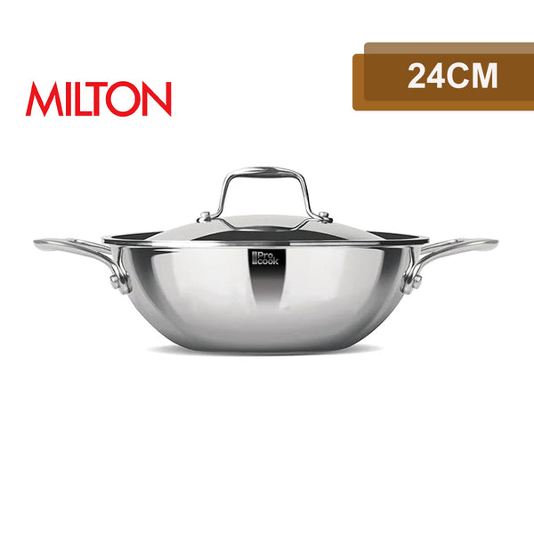 AM0974 Milton Pro Cook Triply Kadhai 24cm Designed For Healthy Cooking