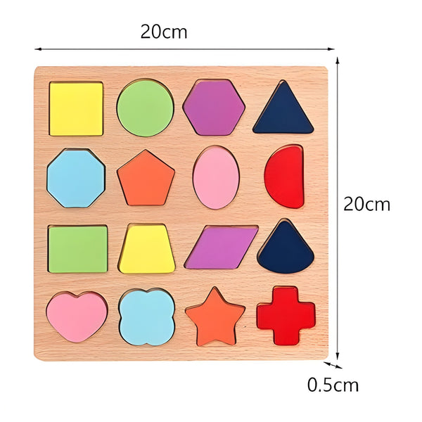 A07138 Wooden Geometric Shape Matching Puzzle for Kids and Toddlers
