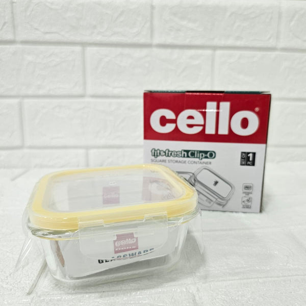 Di0004 Cello Fit & Fresh Clip-O Square Glass Storage Container - 320ml