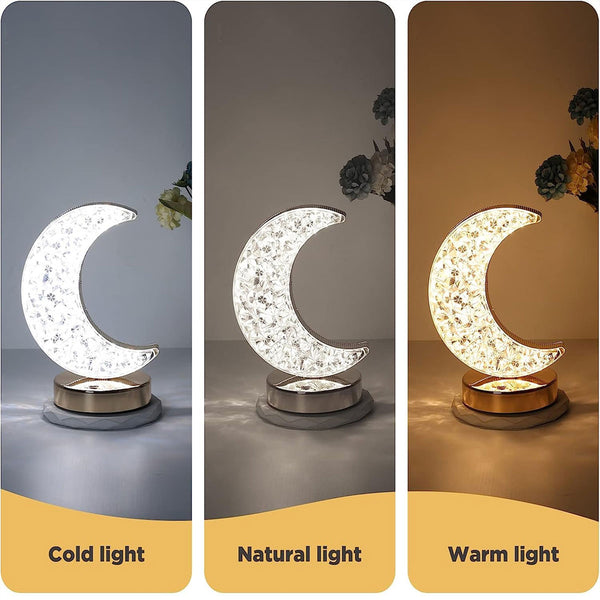 AM5942 Crystal Moon LED Table Lamp with USB Cable - Sensor 3 Color Modes
