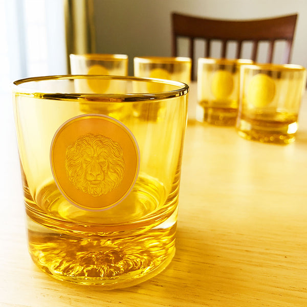 AM6274 Golden Lion Glass 6 pcs (Each 360ml) - Premium Luxury Drinkware