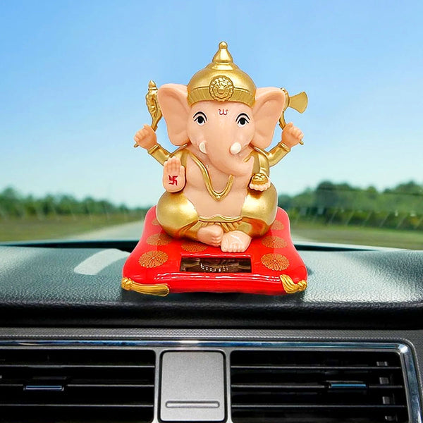 AM6242 Hand Moving Lord Ganesh Idol - Solar-Powered Base