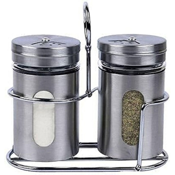 AM5980 Salt & Pepper Sprinkler with Stainless Steel Lid and Rack - Set of 2