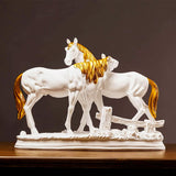 AM5931 Two Loving Horses with Golden Accents Sculpture