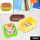 18924 Plastic Burger Shape Small Size Double Hole Sharpener With Eraser (1 Set)