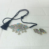 Di0146 Oxidized German Silver Necklace Set with Earings