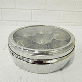 AM6005 Stainless Steel Spice Box with Glass Lid & Spoon – 7 Spice Containers