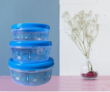 3771 Food Saver 3PCs Round Printed Plastic Container Set