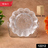 12212 Plastic Household Flower Design Plates Dinner Plates Dish Tray (10 Pcs Set)