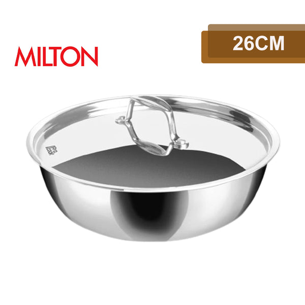 AM0973 Milton Pro Cook Tri-ply Silver Triply Tasla 26cm Designed For Healthy Cooking