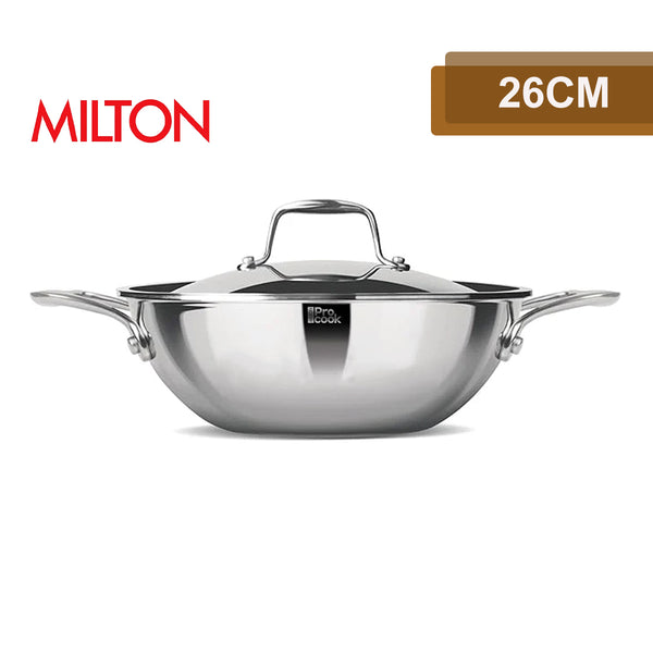 AM0975 Milton Pro Cook Triply Kadhai 26cm Designed For Healthy Cooking