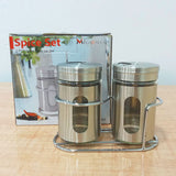 AM5980 Salt & Pepper Sprinkler with Stainless Steel Lid and Rack - Set of 2