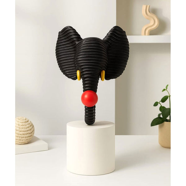 TM0012 Modern Woven Black Elephant Head Figurine