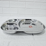 AM6014 Madhuram Stainless Steel Smiley Shape 3 Compartment Dinner Plate