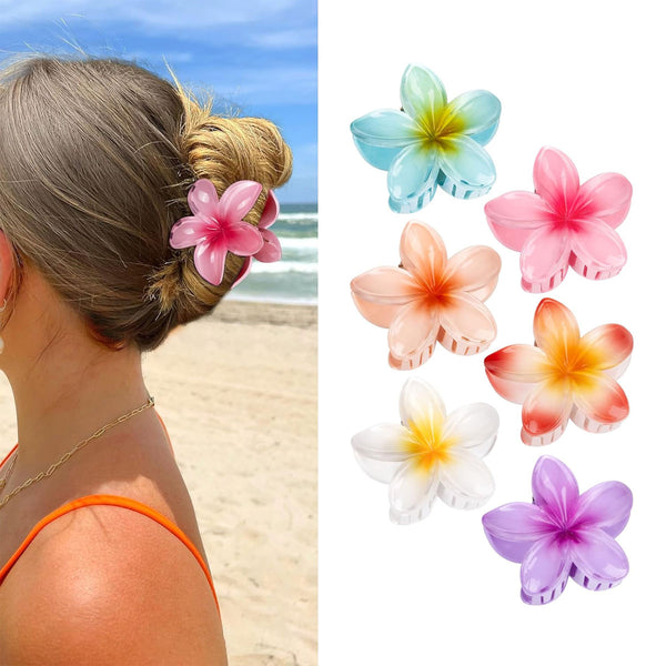 AM6396 Mix Sparkling Flower Design Hair Claw Clip - Medium (1pc)