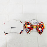 Di0040 Navratri MIx Design Embroidered Bow Hair Clip with Mirror Work & Hanging Shell Beads