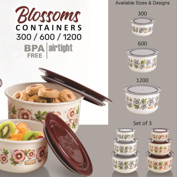 3084Joyful Blossoms Container 300 / 600 / 1200ml Set of 3