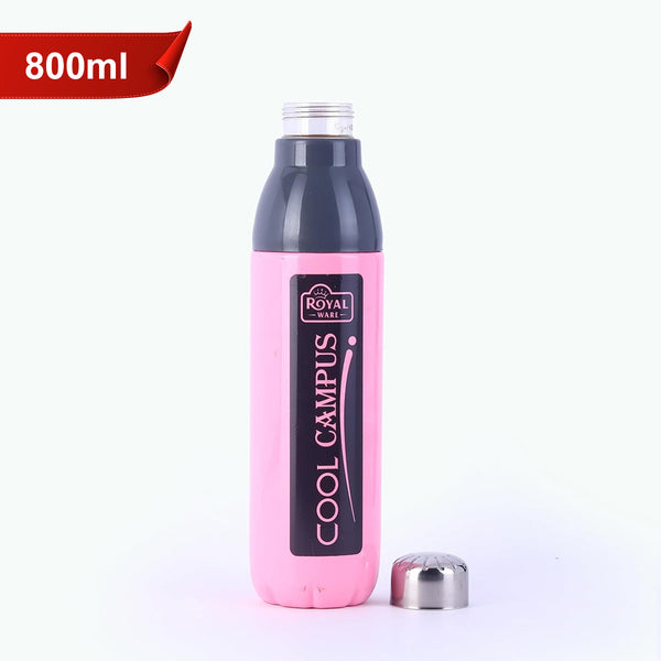 AM5862 ROYAL WARE Cool Campus 800ml Plastic Water Bottle & Steel Cap for Office, Gym, School, College, Travel