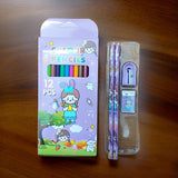 AM3845 5 in 1 Purple Drawing School Stationery Set