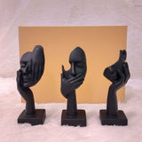 AM6229 Black Thinker Abstract Face Sculptures (No.3) – Set of 3pcs