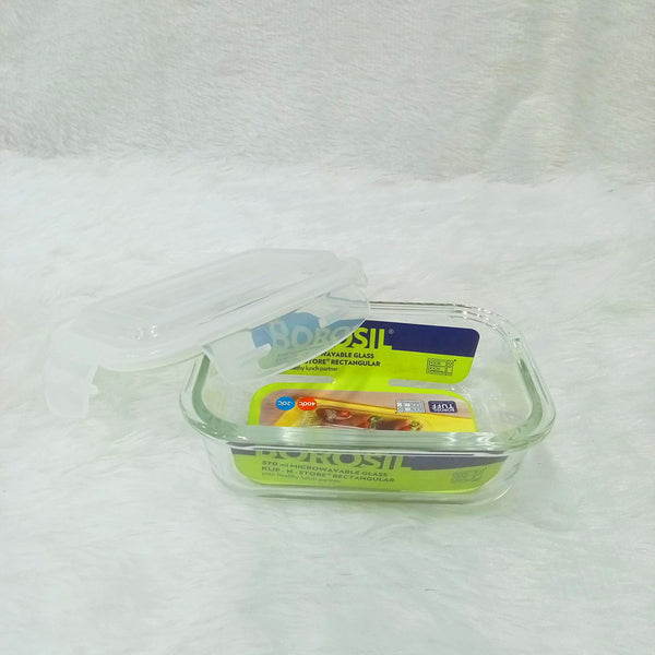 AM6199 Borosil Klip N Store Rectangular Glass Container - 370 ml with Air Tight Lid