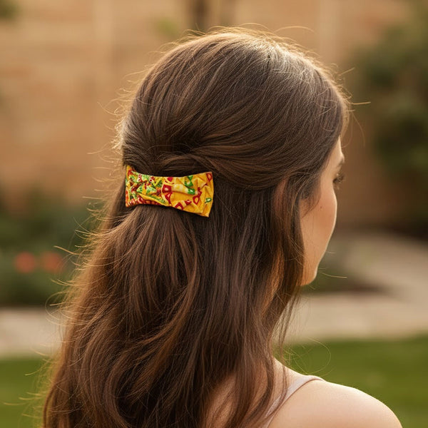 AM6386 Mix Design Printed Fabric Hair Clip - 1pc