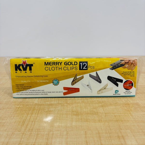 A07968 KVT Star Merry Gold Heavy Duty Cloth Clips (Pack of 12)