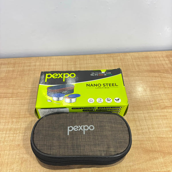 AM3492 Pexpo Nano Steel Lunch Box 2 Container With 1 Spoon & Bag