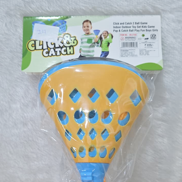 AM6430 Click and Catch Twin Ball Launcher Game with 3 Balls Indoor Outdoor Toy Set