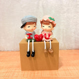 TM0022 Sitting Boy & Girl Love Dolls with Dangling Legs Showpiece