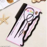 AM6376 Black Set of 4 Unique Hair Styling Tool Kit for Women & Girls