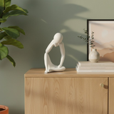 TM0199 Multi-Shape Abstract White Resin Thinker Statue - Modern Home & Office Decor